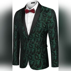 COOFANDY Mens Floral Tuxedo Jacket Paisley Shawl Lapel Suit Blazer Jacket